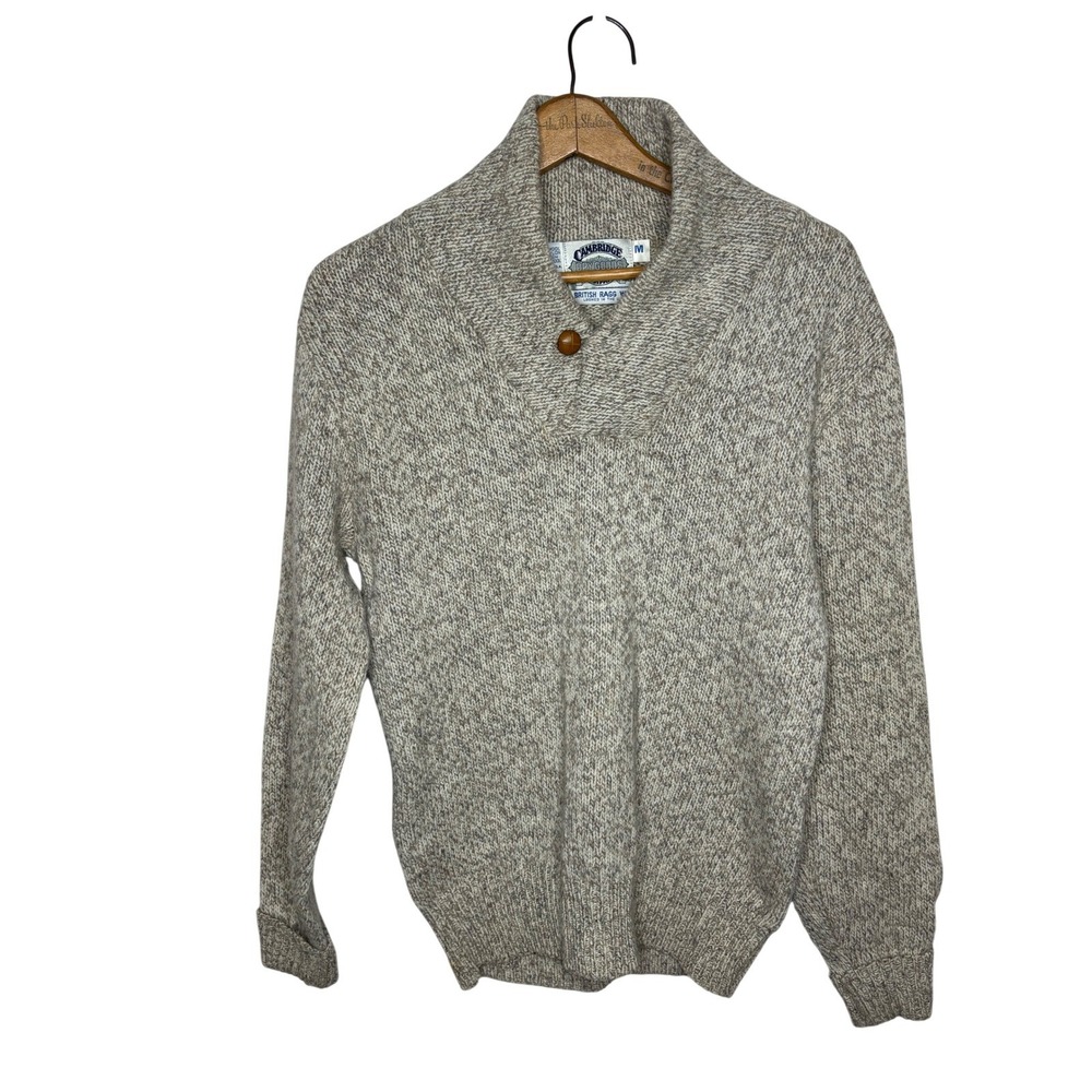 Cambridge Dry Goods Company Mens Shawl Collar Sweater Medium British Ragg Wool